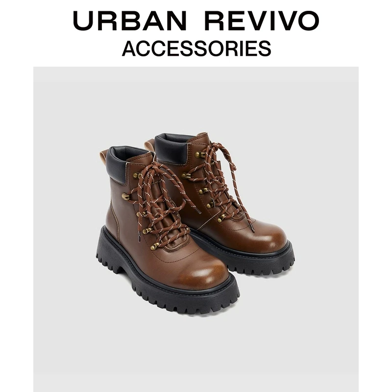 URBAN REVIVO女士雅丹风厚底马丁靴UAYS40038