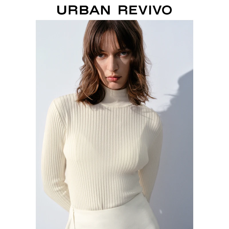 UR秋冬法式气质针织衫女修身纯色打底衫时尚小小织毛衫UWH930021