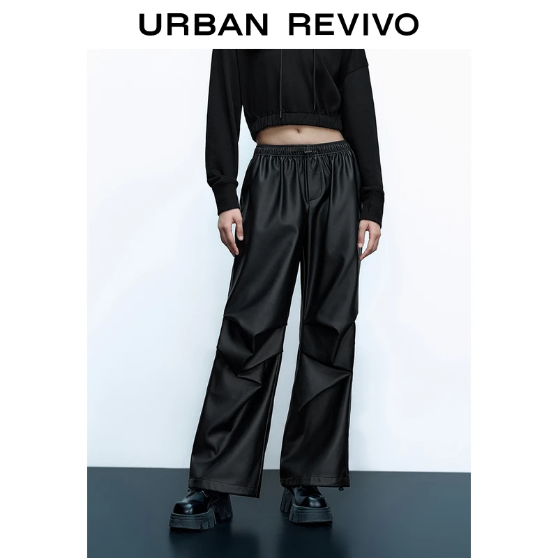 UR女装高街宽松街头风百搭猪鼻扣抽绳柔软束脚裤UWV630011