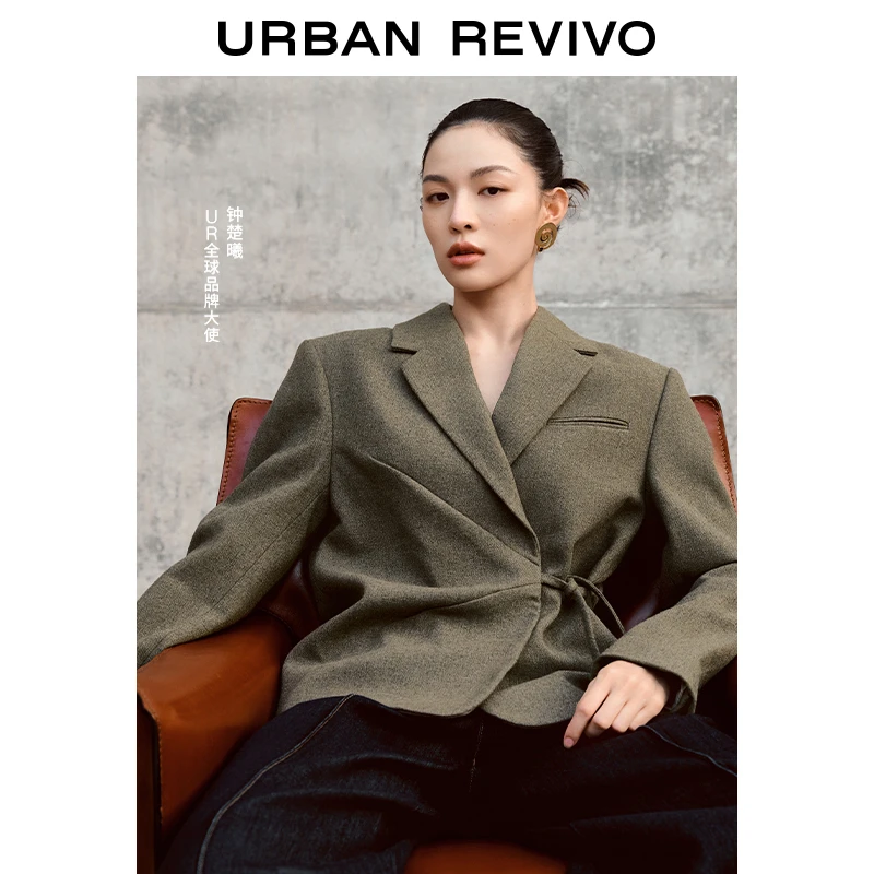 【钟楚曦同款】UR2024秋季新款女高智感平驳领西外套UWG140127