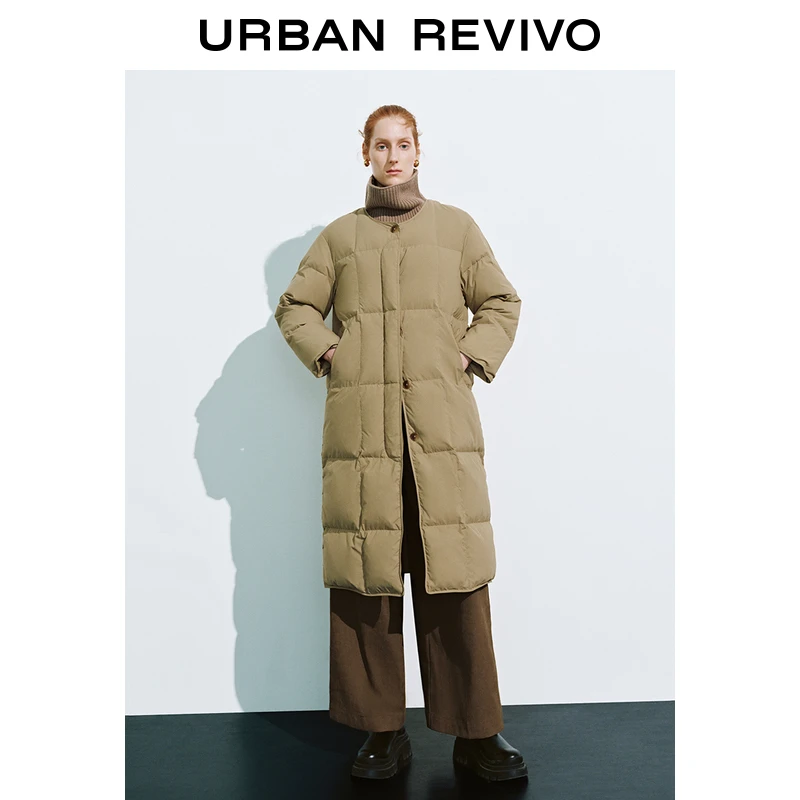 UR2024冬季时尚拼接领白鸭绒羽绒服女新款休闲宽松外套UWH140030