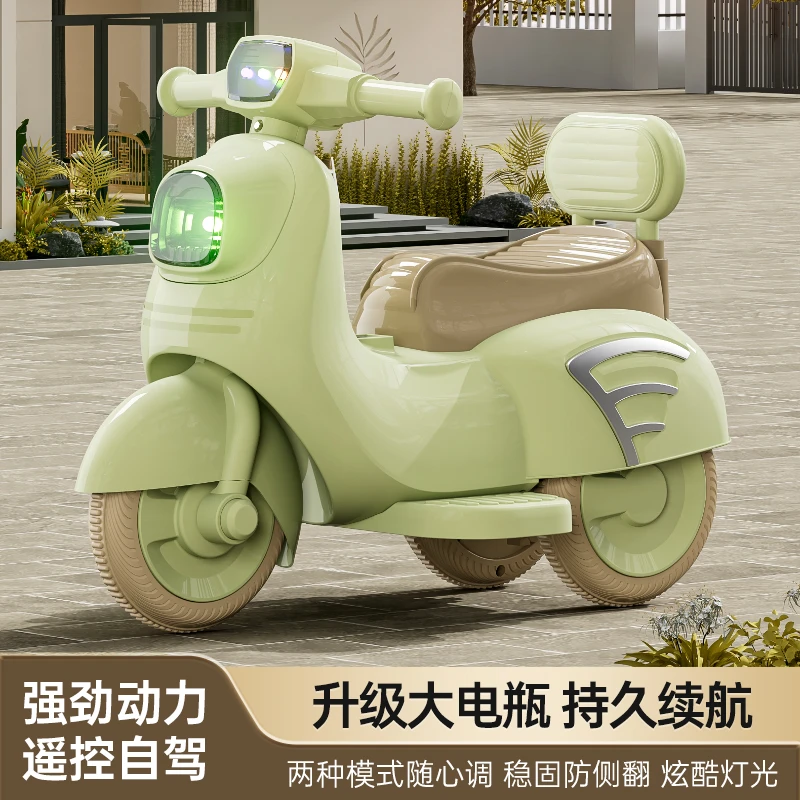 儿童1-3岁电动摩托车男女充电遥控视频电动车三轮车可充电玩具车