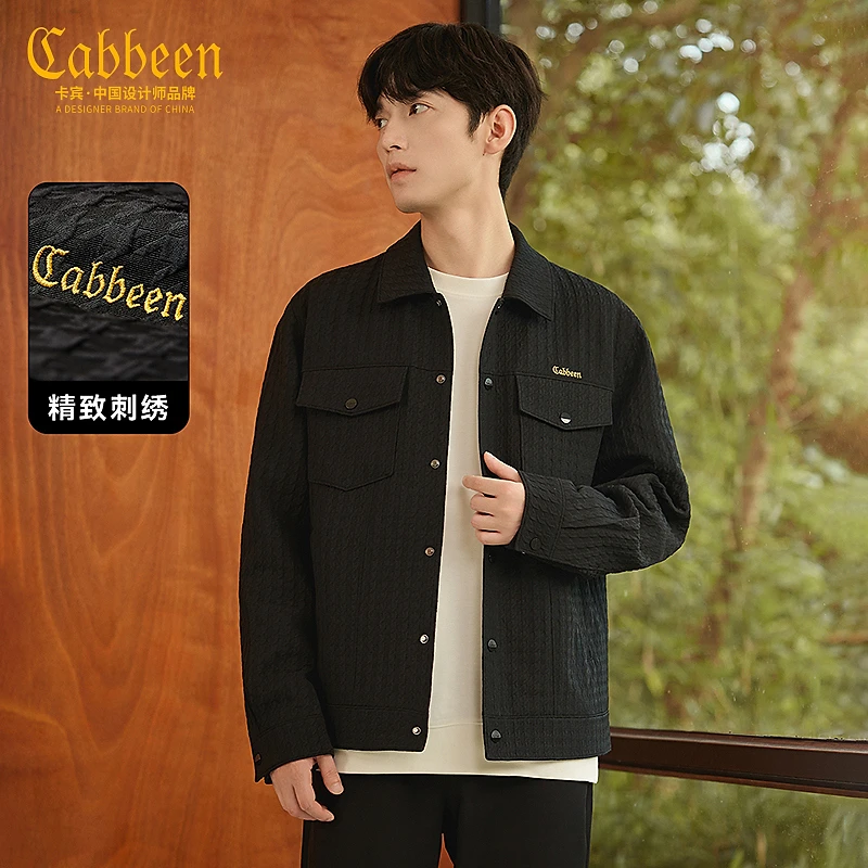 【千鸟格肌理】卡宾男装夹克春季新款刺绣保暖简约外套3243138013