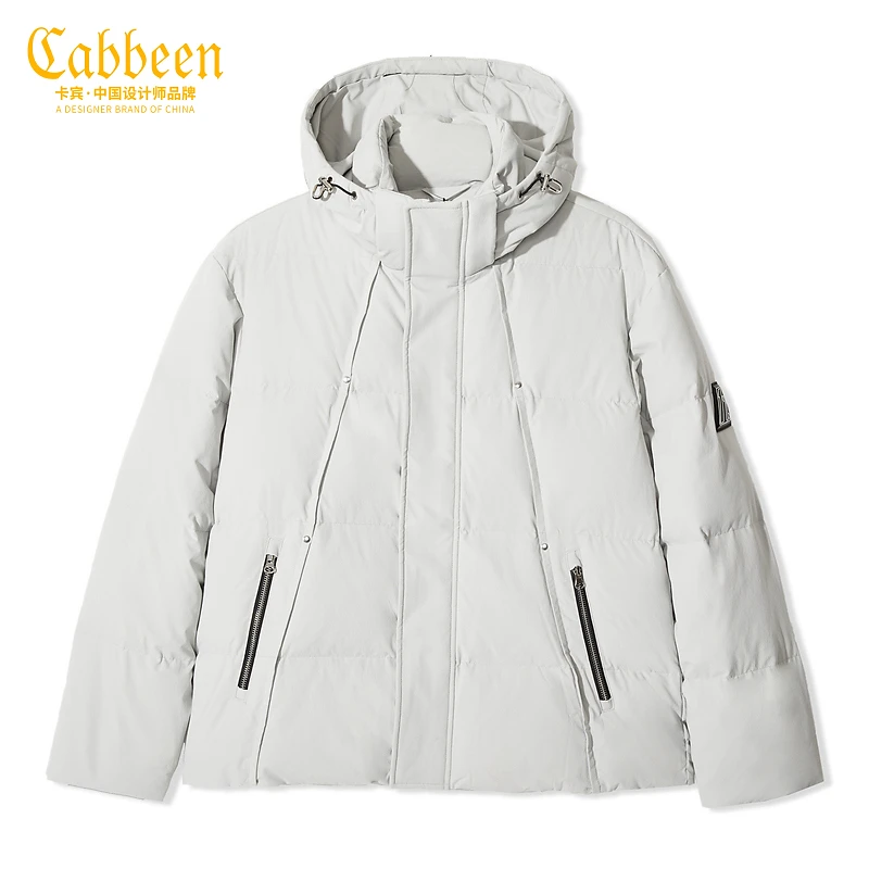 卡宾男装潮流刺绣连帽羽绒服H冬季款宽松外套时尚保暖M224141012