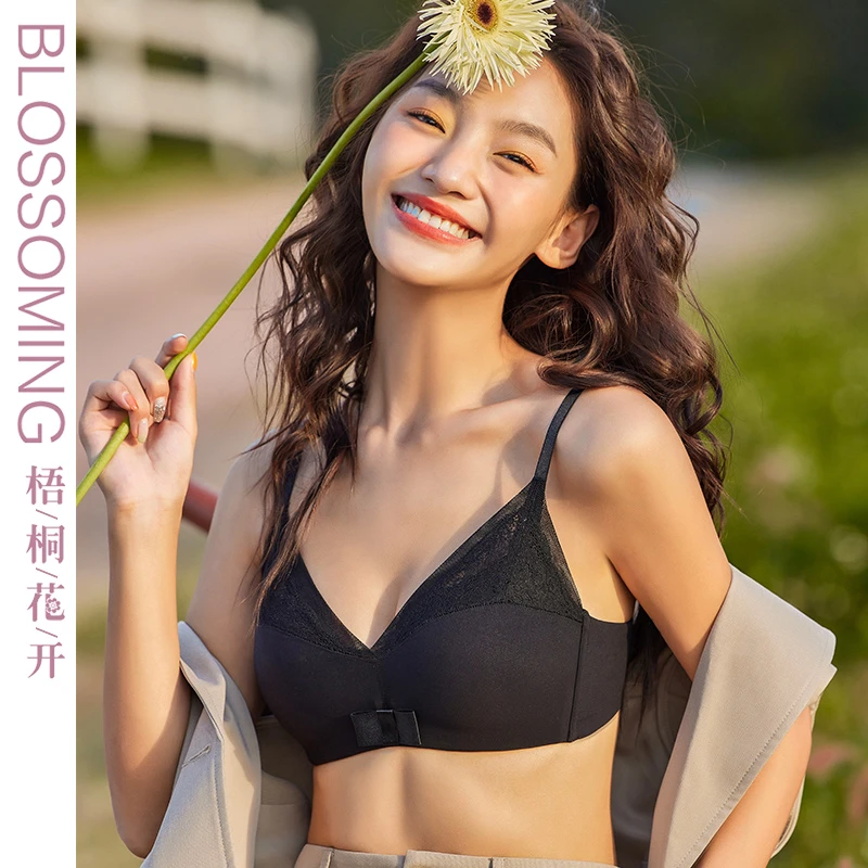 梧桐花K法式内衣女中厚小胸聚拢三角杯无钢圈文胸罩22607