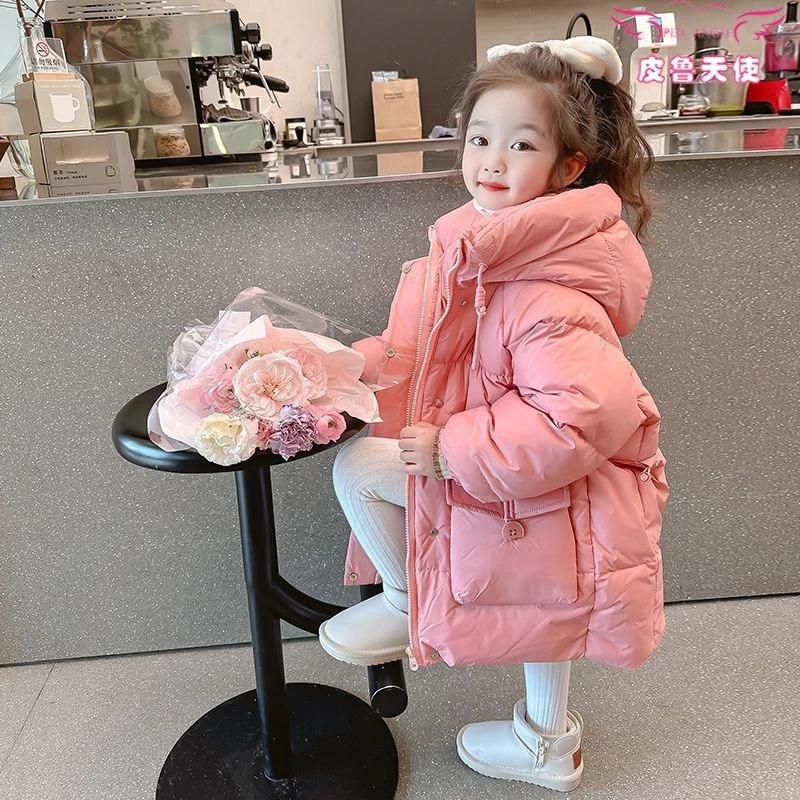 女童羽绒服中长款2024新款女宝宝加厚冬装洋气儿童冬季白鸭绒外套