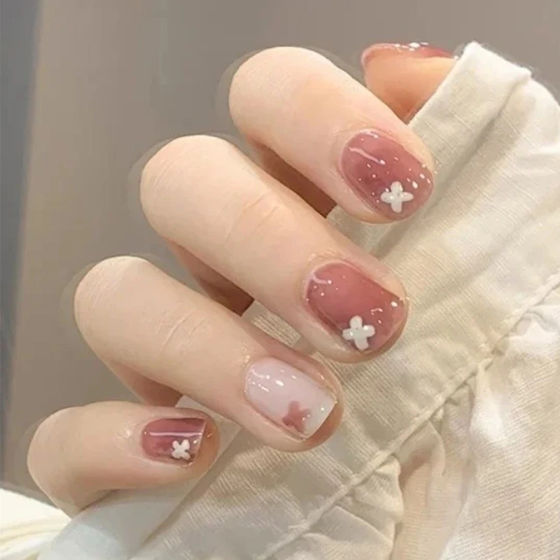 （福利新品）短款冰透芋泥鲜奶穿戴甲片可爱学生24片装