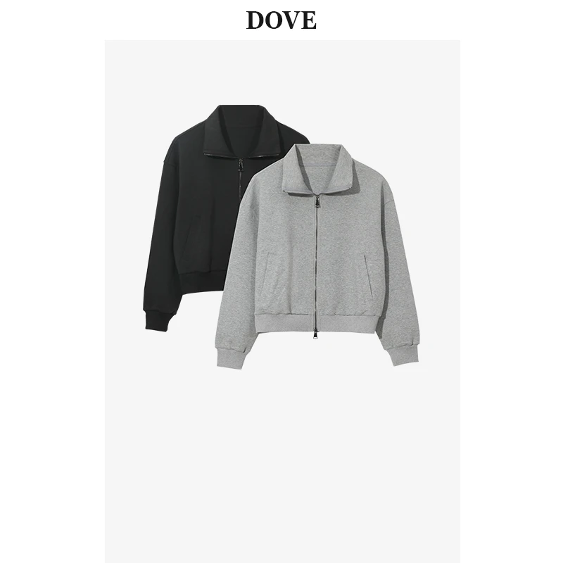 DOVE STUDIO“松弛日常系列“芭乐棉拉链款百搭立领卫衣外套