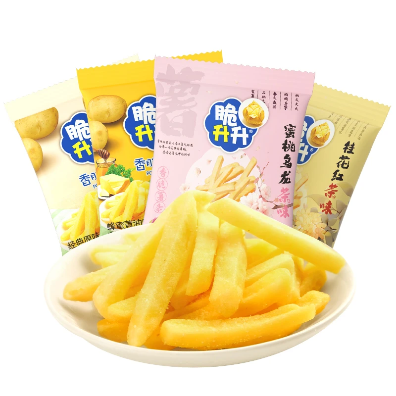 脆升升新品茶味薯条20g*包蜜桃脆脆乌龙桂花红茶味休闲追剧小零食