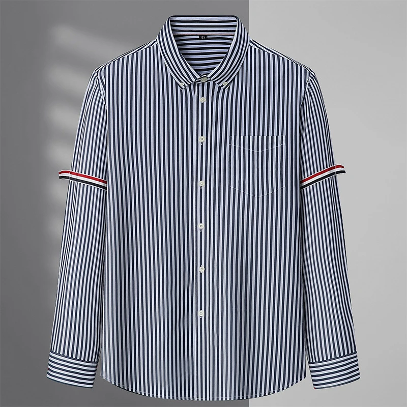 【帅胖胖】轻奢潮牌条纹彩虹加肥加大码衬衫！欧货时尚超有范儿衬衣