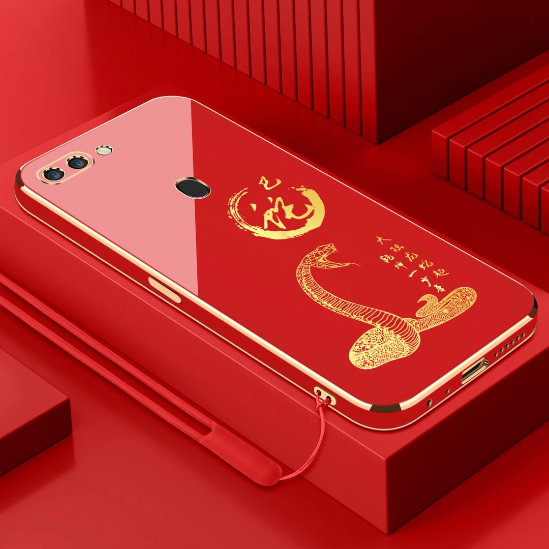 适用oppor15电镀手机壳十二生肖直边国潮硅胶全包防摔保护套