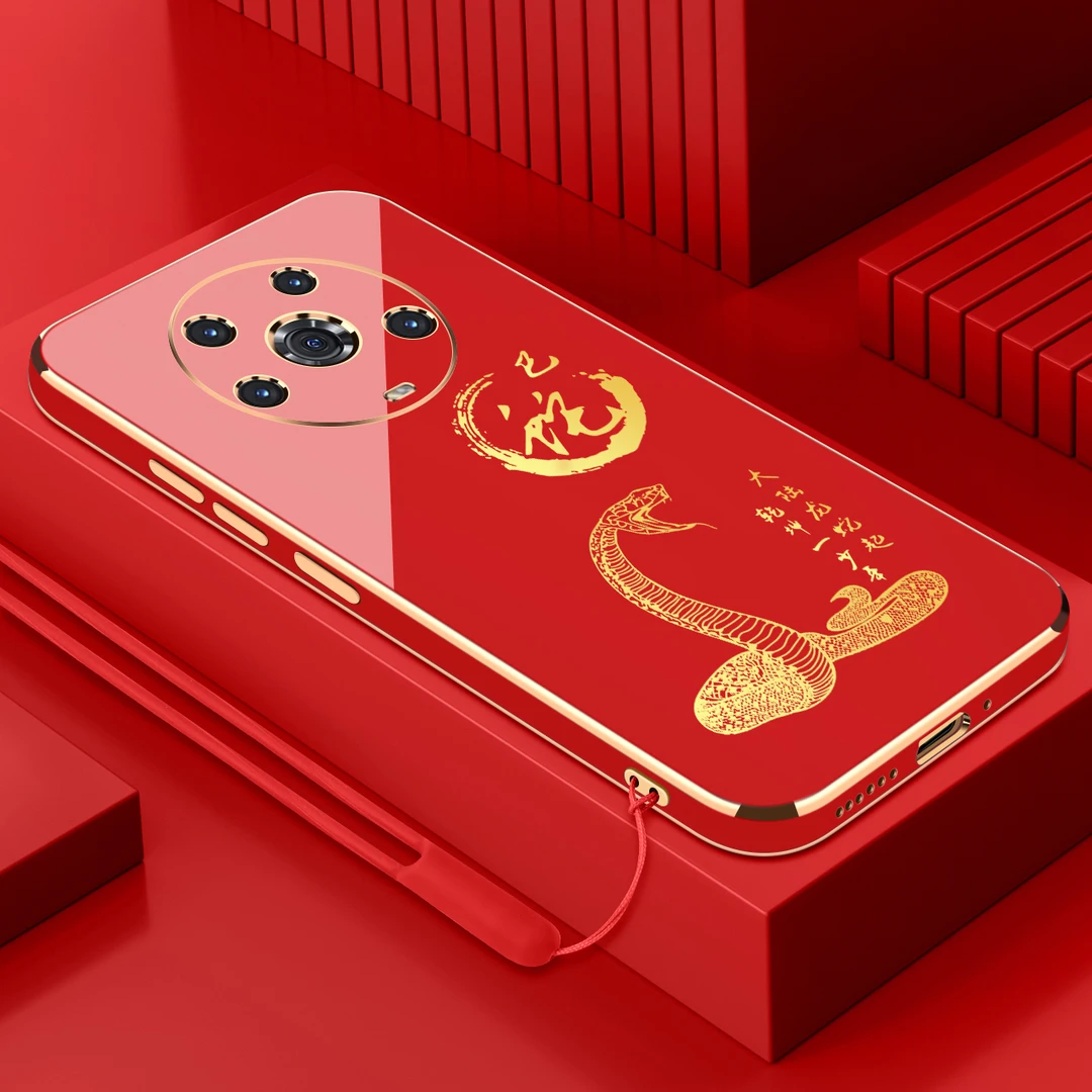 适用荣耀magic4电镀手机壳十二生肖直边国潮硅胶全包防摔保护套