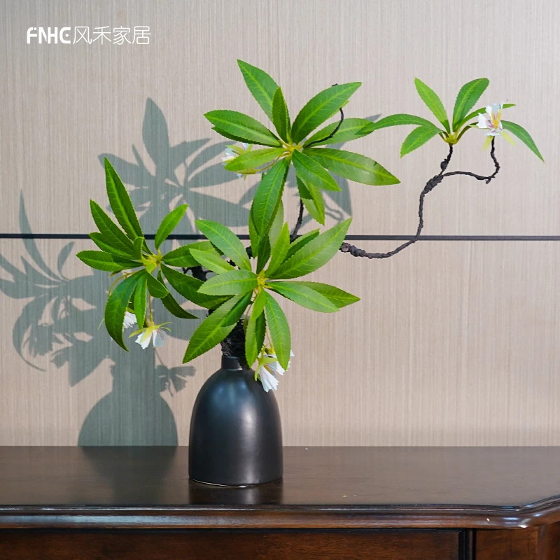 仿真水石榕花日式复古绿植手感树叶插花树叶造景叶片假花绿植物