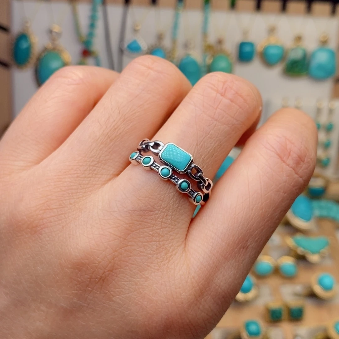 绿松石珠宝奇石银S925镶嵌