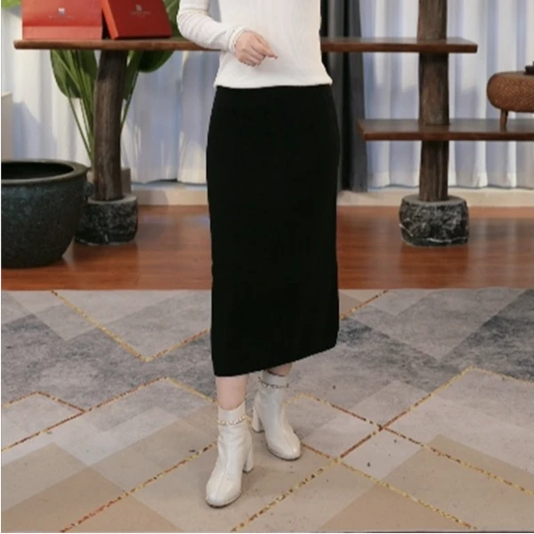 【品味之选】轻奢风 100山羊绒四平加厚气质针织A字裙 23A086