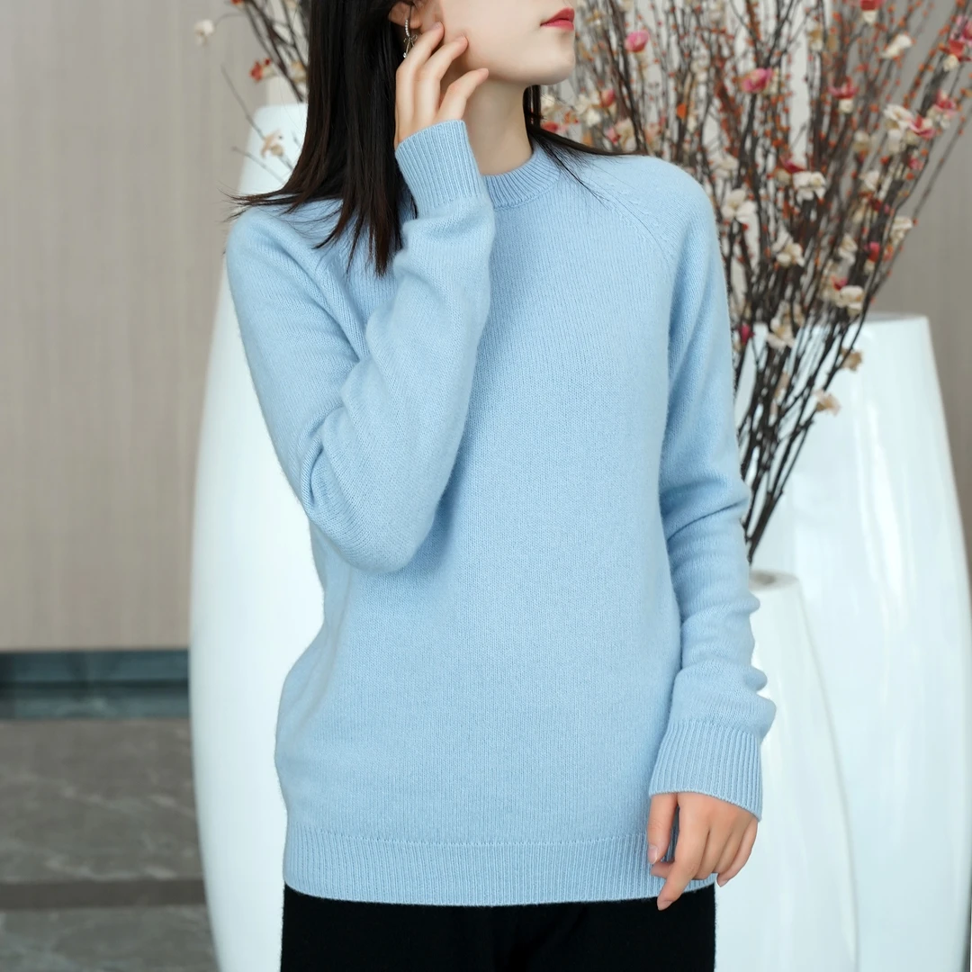 加厚 100纯羊毛圆领女士长袖套头打底衫 YX10W22262