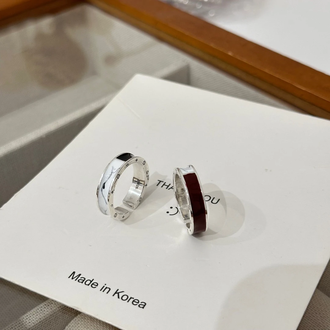 925银戒指 《大理石老花》韩版小众时尚个性设计感老花戒指