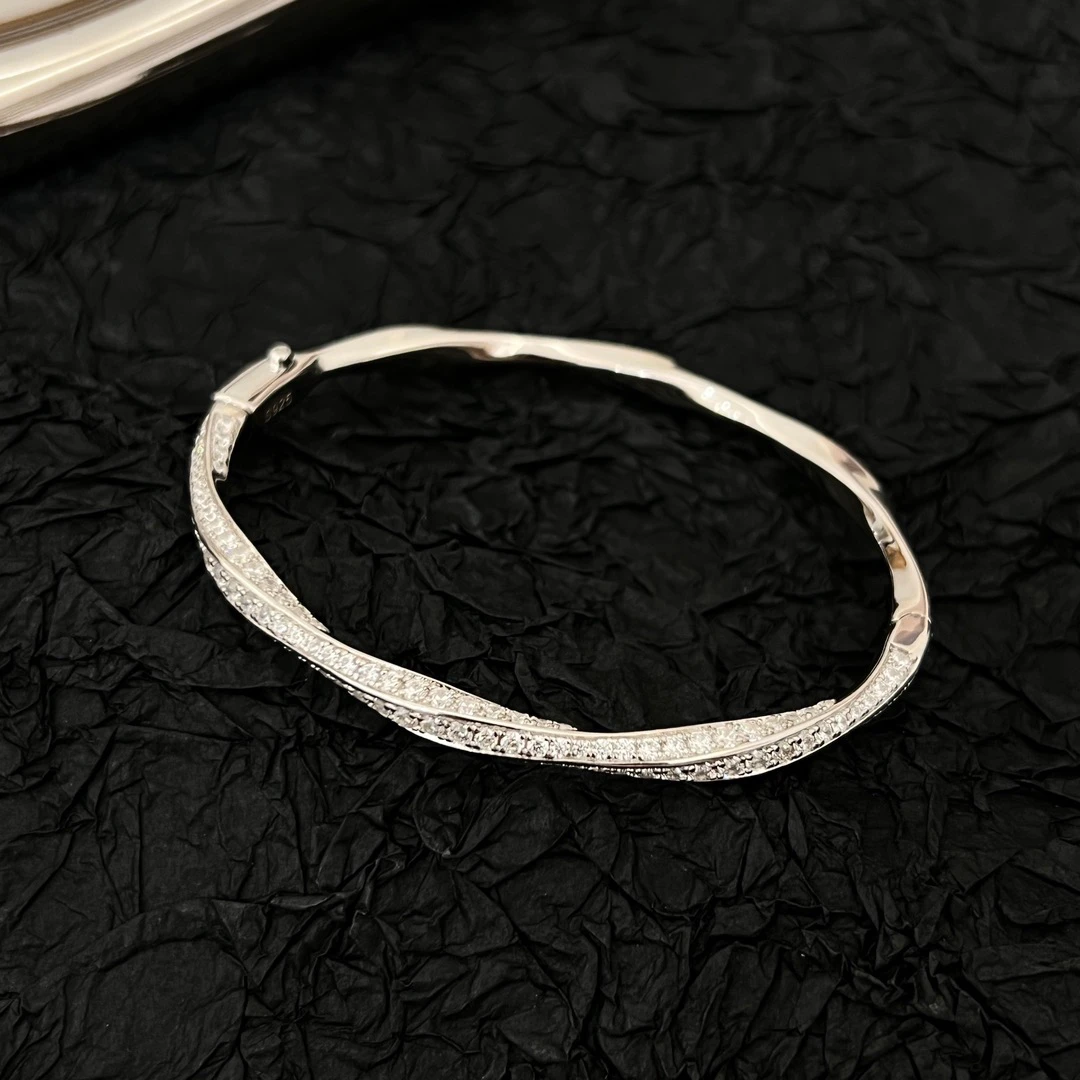 925银合成锆石手镯 《艺术家》韩版ins设计师锆锆气质百搭手镯