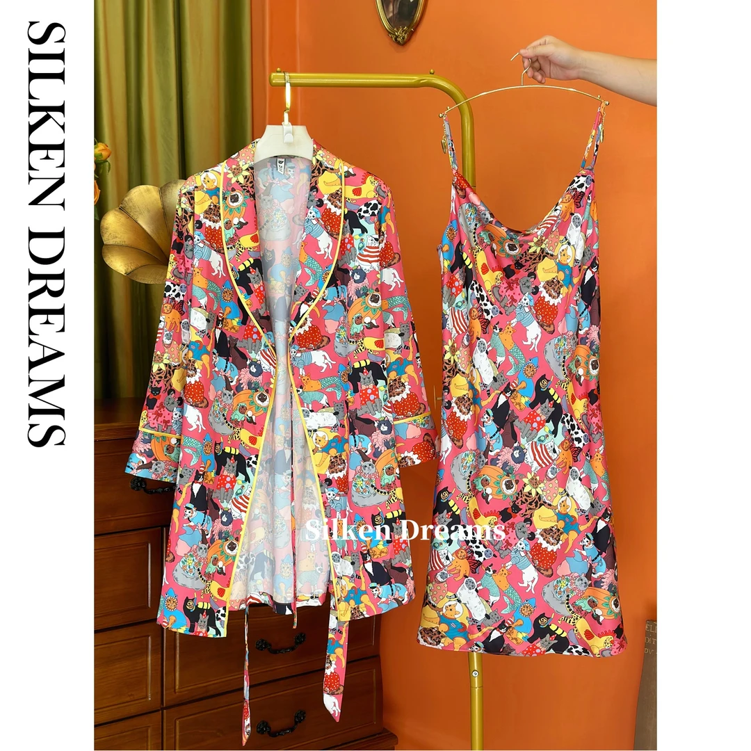 【睡袍款 | 猫的王国】秋冬性感潮流可外穿薄款家居服套装-睡袍款