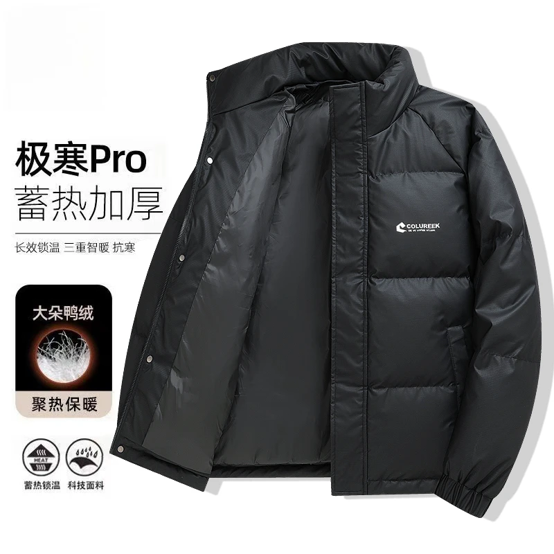2024冬季新国标男士鸭绒加厚休闲保暖宽松百搭羽绒服立领外套男