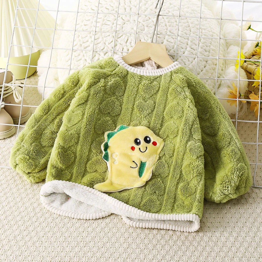 宝宝罩衣新款秋冬儿童洋气加绒反穿衣围兜耐脏婴儿加厚冬男女外穿