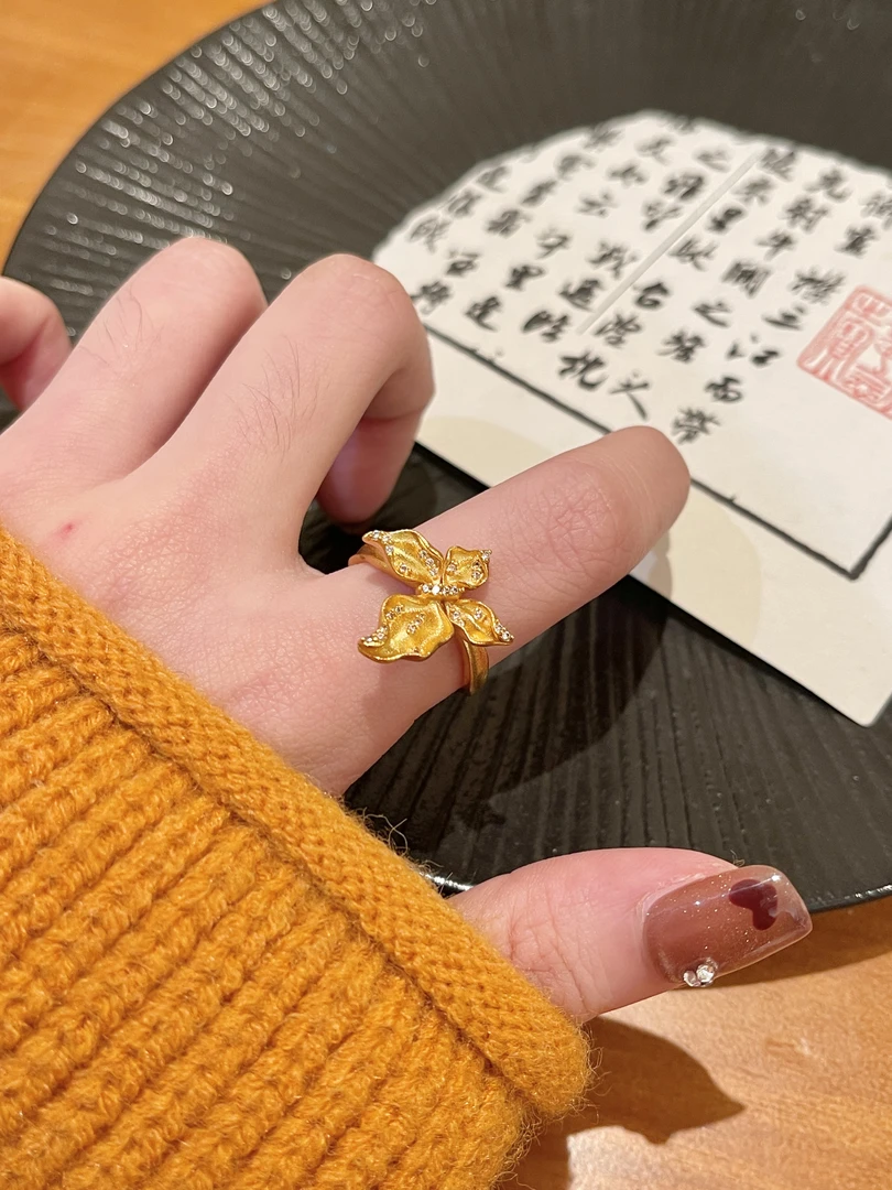 【高定版】3022古法精致简约蝴蝶戒指女镶嵌秋冬小众设