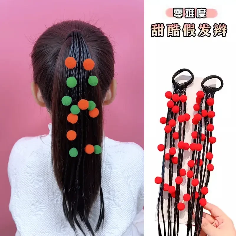 儿童假发麻花辫子发圈甜酷拳击辫皮筋脏辫女高马尾橡皮筋头绳发饰
