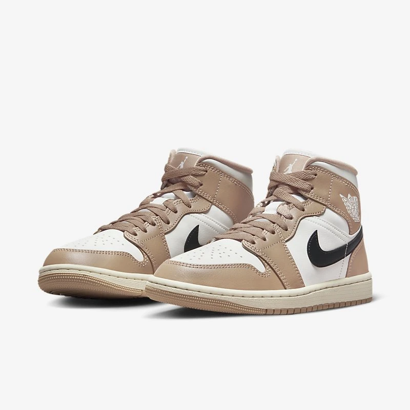 耐克女鞋NIKE Jordan 1 Mid AJ1浅棕褐 高帮复古篮球鞋BQ6472-103