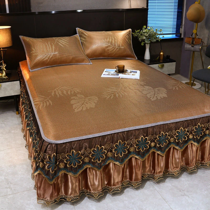 夏季加厚高档冰丝凉席床裙款可折叠藤席软席子透气舒适清凉老人