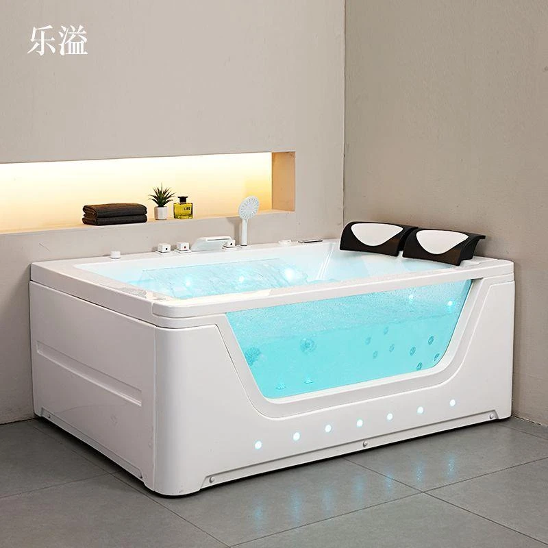 乐溢双人独立式大瀑布浴缸盆家用智能恒温加热轻奢冲浪按摩1.7米