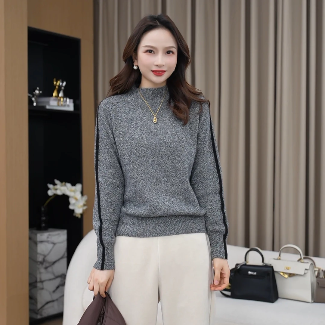【线条花纱】100%全羊毛软糯高质感毛衣
