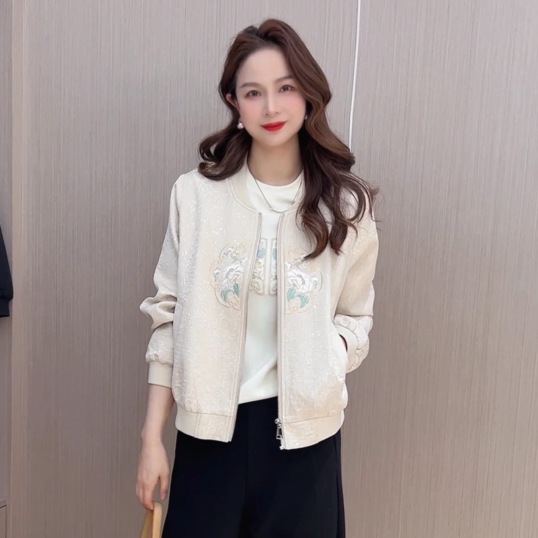 【如梦令】刺绣提花棒球服立领短款外套