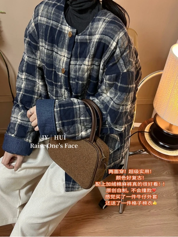 HUI - 【草木集】 3026 原创加厚秋冬两面穿牛仔磨毛棉衣外套