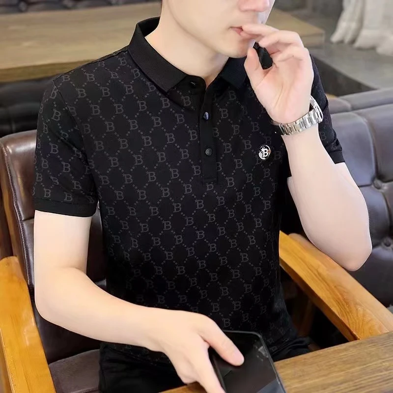 男士夏季新品百搭翻领透气衣服吸汗微宽松版型短袖poloT恤休闲