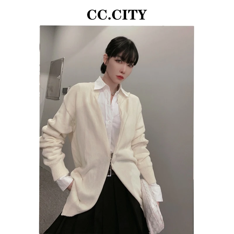 【蔡丽丽 & CC.city 】时尚洋气可两面穿毛衣外套33379