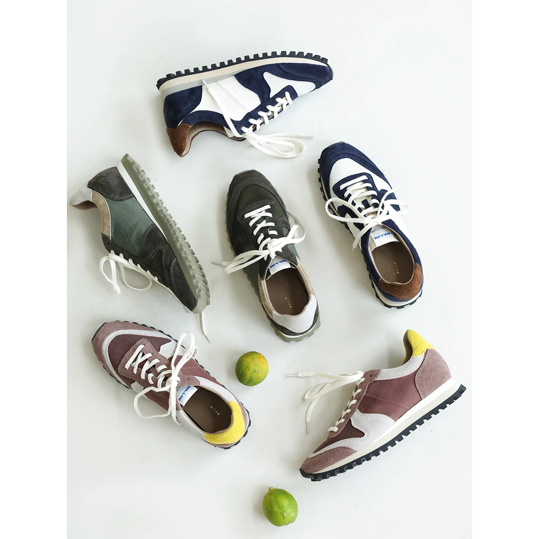 麻霖原创设计夏新品复古休闲四季款反绒皮拼色运动鞋阿甘鞋