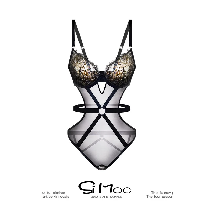 【私慕】性感御姐钢圈聚拢鱼骨收腰纯欲制服套装连体衣女蕾丝露背