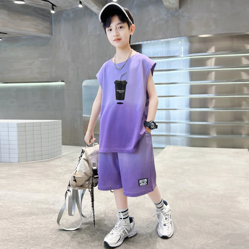 儿童夏季背心套装2024新款时尚儿童炸街套装【倾尘】BF537