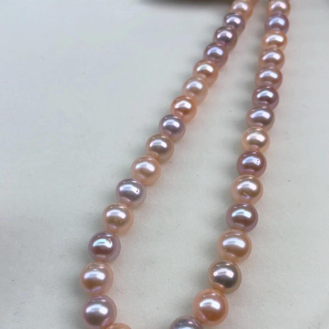 淡水珍珠颈饰未镶嵌7-8正圆 微瑕 糖果