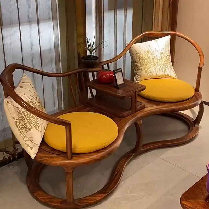 新中式乌金木实木贵妃椅异形美人榻大师设计禅意轻奢沙发躺椅定制