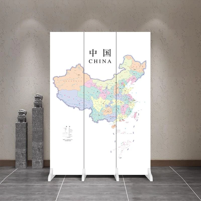 地图屏风隔断简约现代折叠移动遮挡进门家用简易酒店办公室店铺