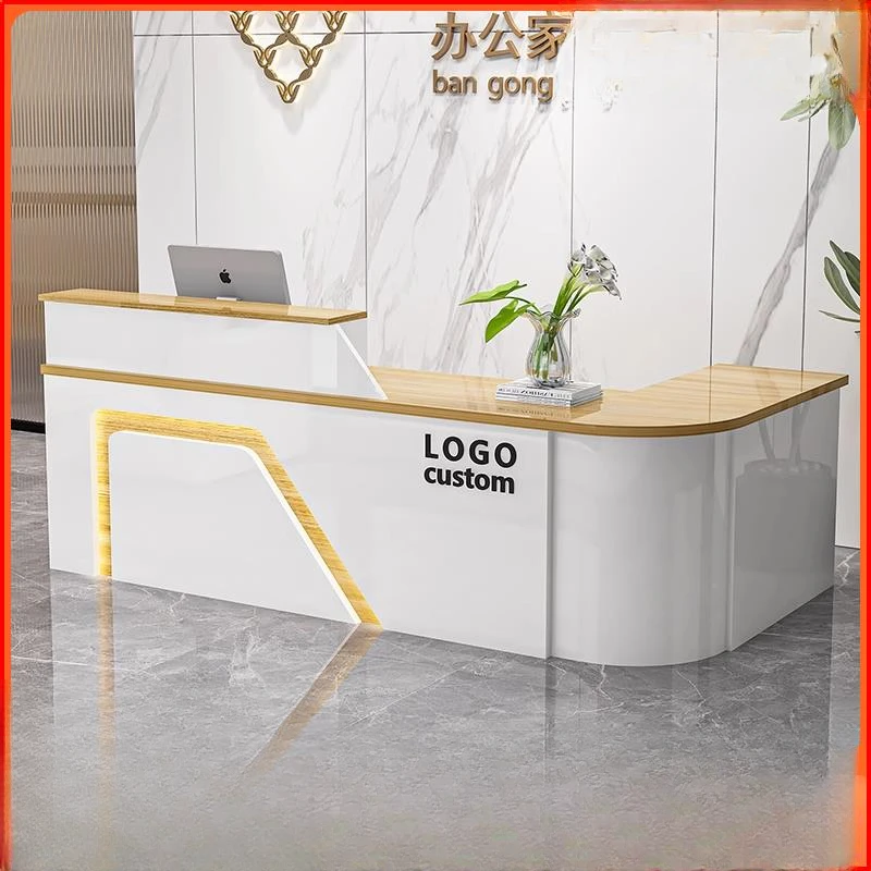 前台桌接待台吧台收银台服务台柜台圆弧店铺小型水果店超市美容院