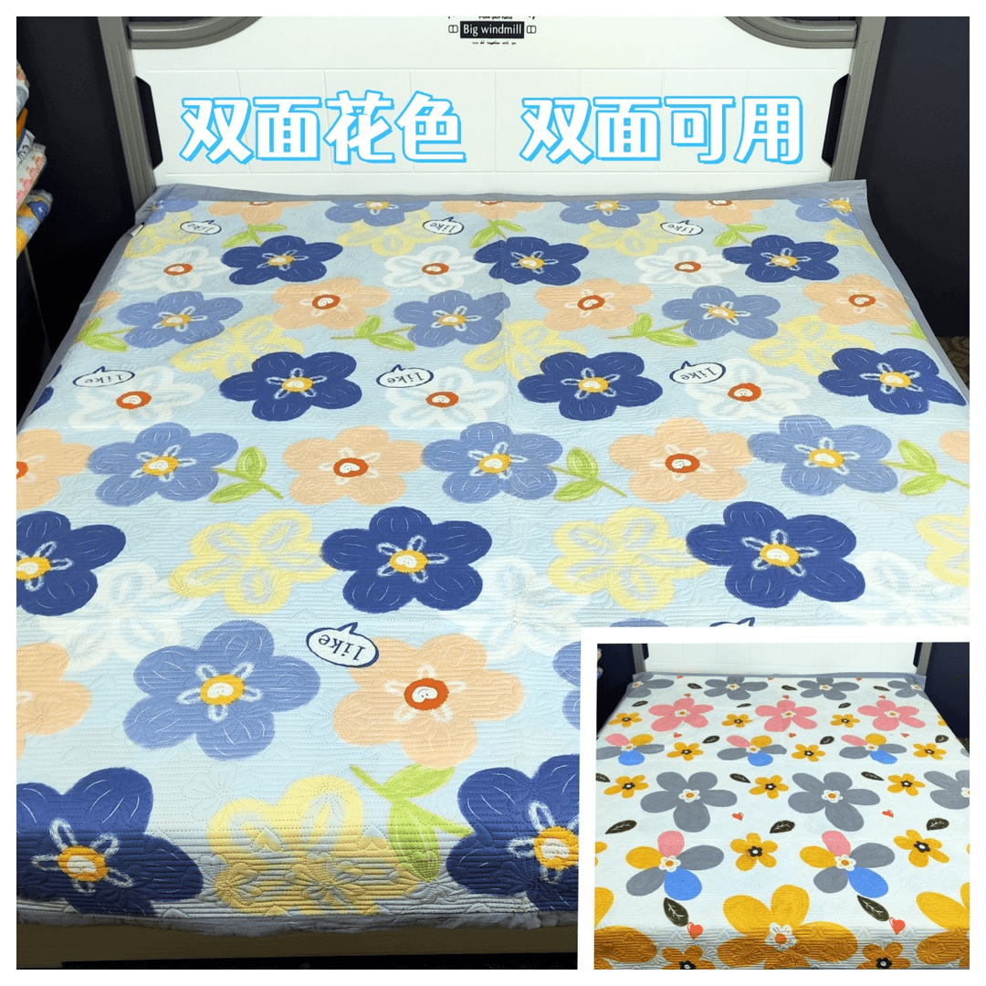 双面花色床盖双面可用加厚夹棉多用炕盖亲肤时尚防滑机洗三层大床