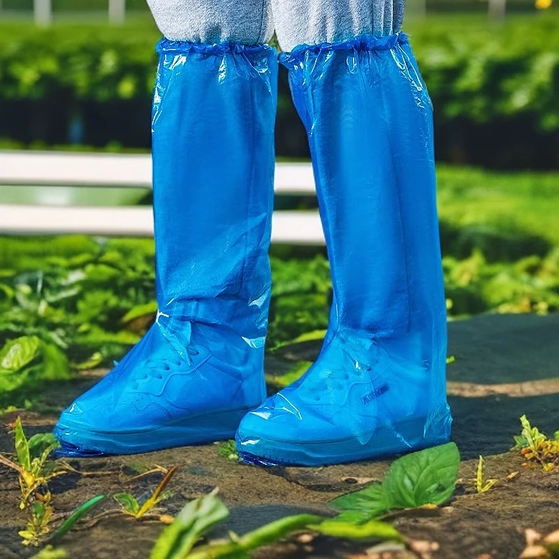 鞋套一次性防水防滑防泥加厚高筒靴套养殖场耐磨塑料长筒雨鞋脚套