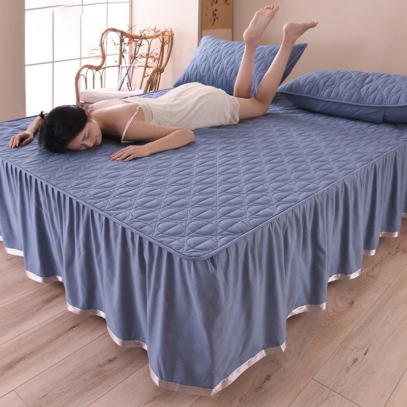 新款A类亲肤磨毛加厚防尘防滑席梦思保护套床裙简约床罩家用四季