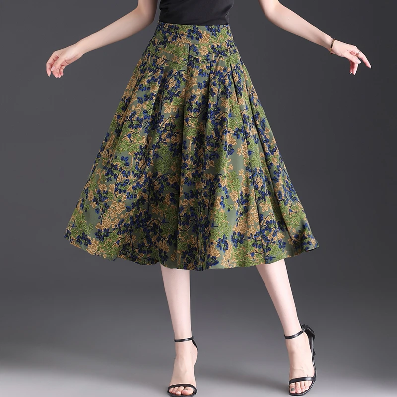 冰丝休闲裤裙裤女夏季薄款2024新款高腰垂感小个子妈妈碎花阔腿裤