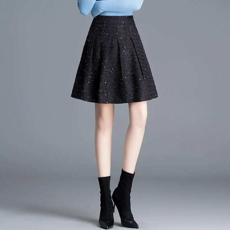 蓬蓬伞裙半身裙女秋冬季2024年新款高腰显瘦a字小香风短裙百褶裙