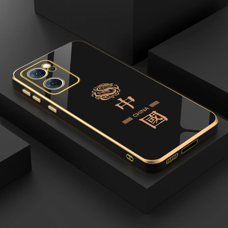 新款电镀防摔镜头保护硅胶软壳适用于OPPO RENO7中国龙手机壳