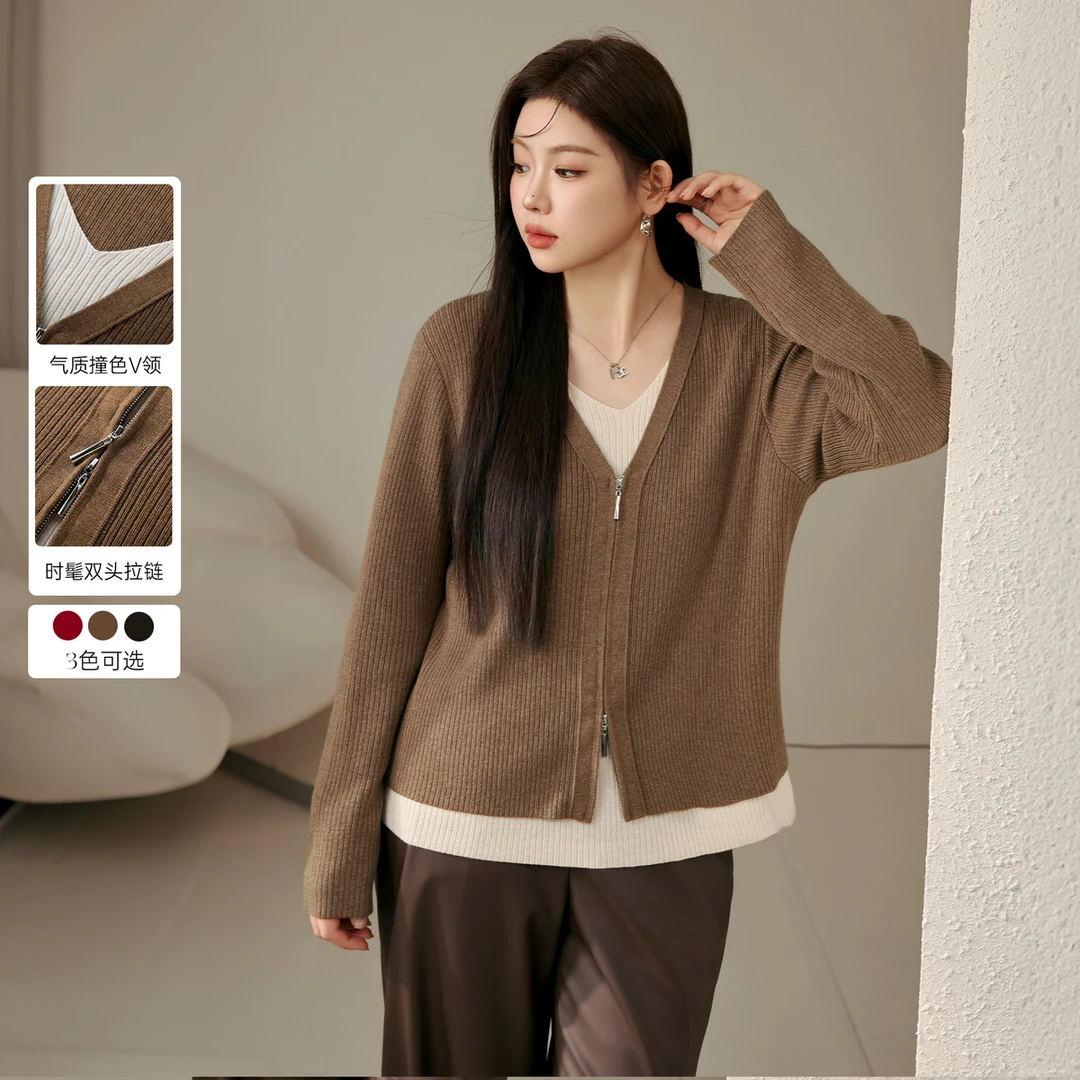 【温柔设计感软糯毛衣】纤莉秀大码女装【视频】简约设计感QJ3516