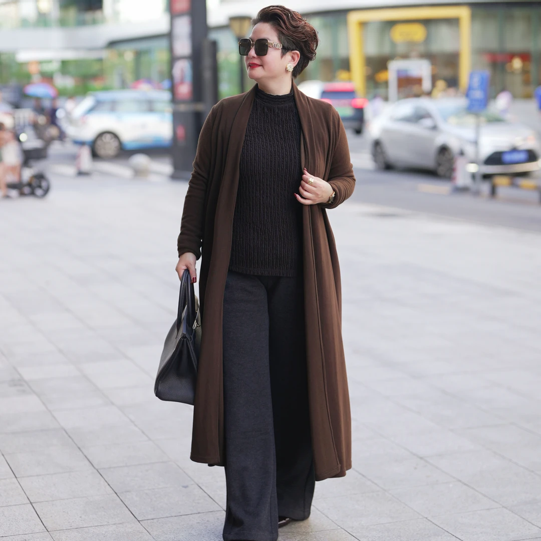 2025秋冬季新款显瘦女士复古时尚轻奢气质宽松百搭针织外套WT051